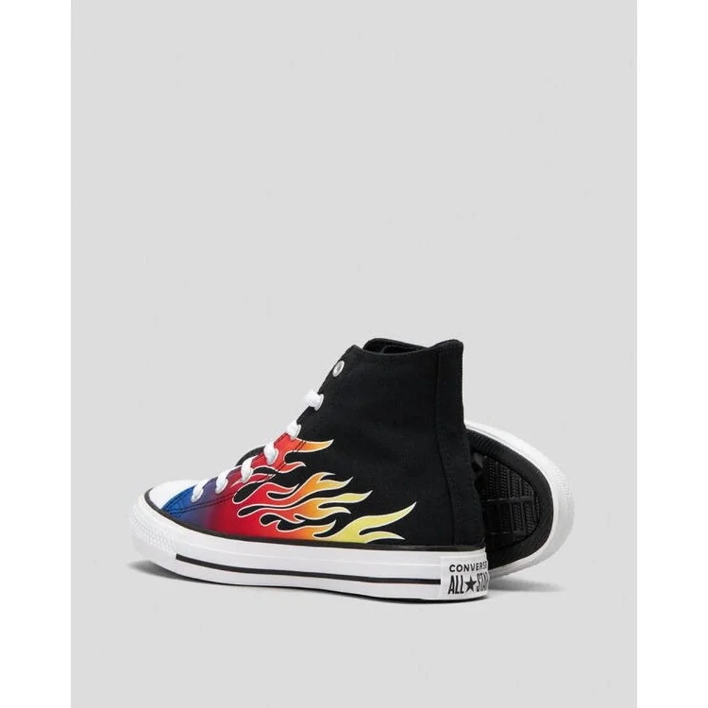 Converse Chuck Taylor All Star Hi Flame Print Black High‎ Top Sneakers Kids US/5